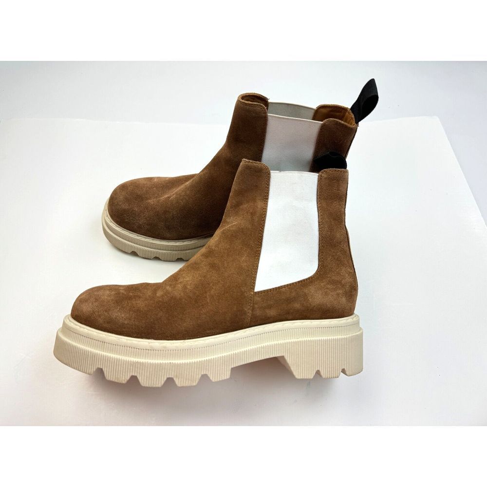 VOILE BLANCHE‎ Tweed 09 Suede Chelsea Boots Women 39  $285 Brown Leather